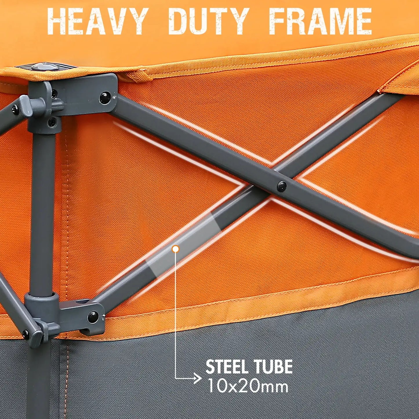 Collapsible Folding Garden Wagon, Utility Cart with Wheels, Cup Holder& Side Pocket, Orange