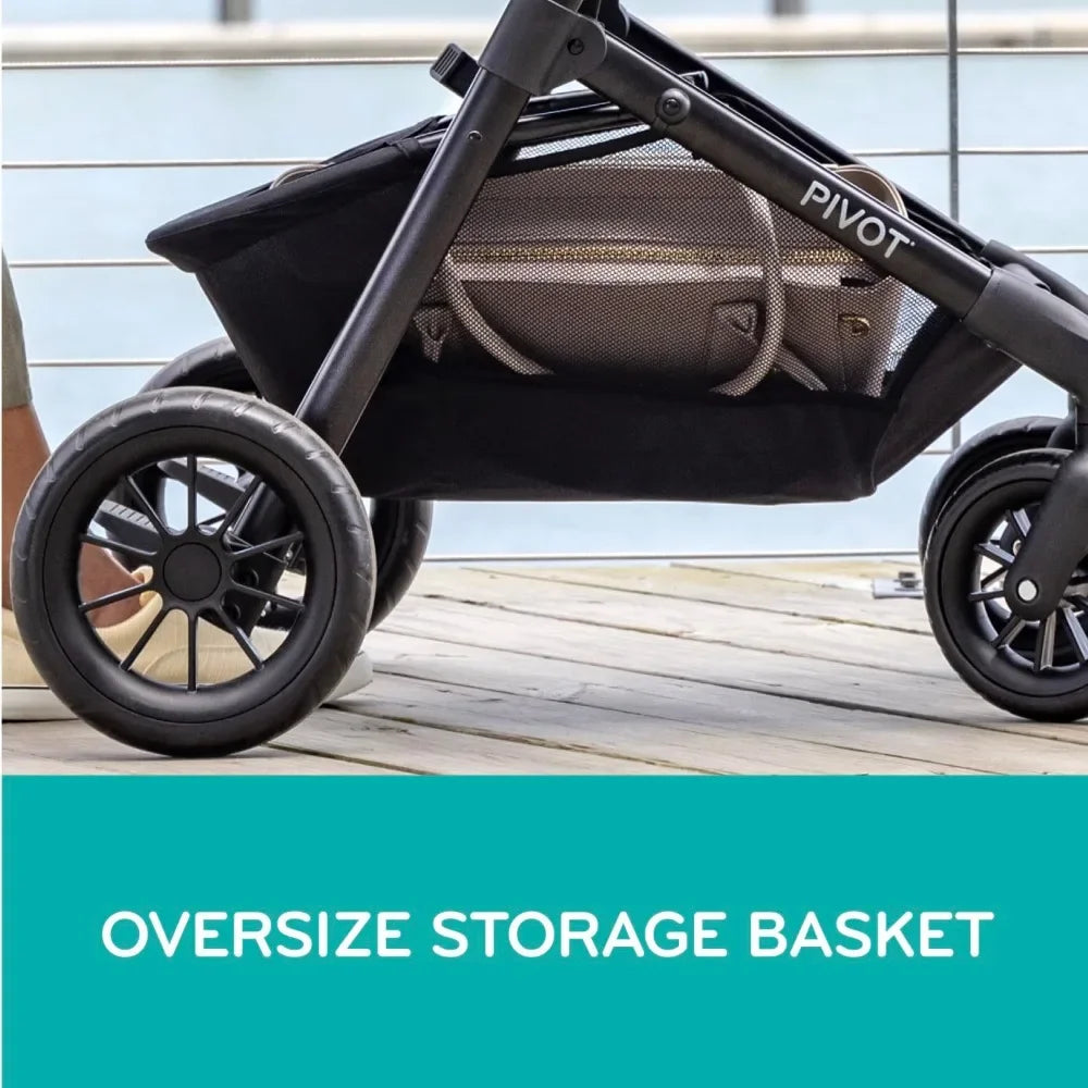 Evenflo Pivot Modular Travel System with LiteMax Infant Car Seat with Anti-Rebound Bar (Desert Tan)