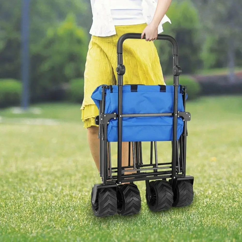 262L Collapsible Wagon cart with Removable Canopy, 115kg Capacity Push & Pull Utility Cart 600D Oxfort, Off-road wheel