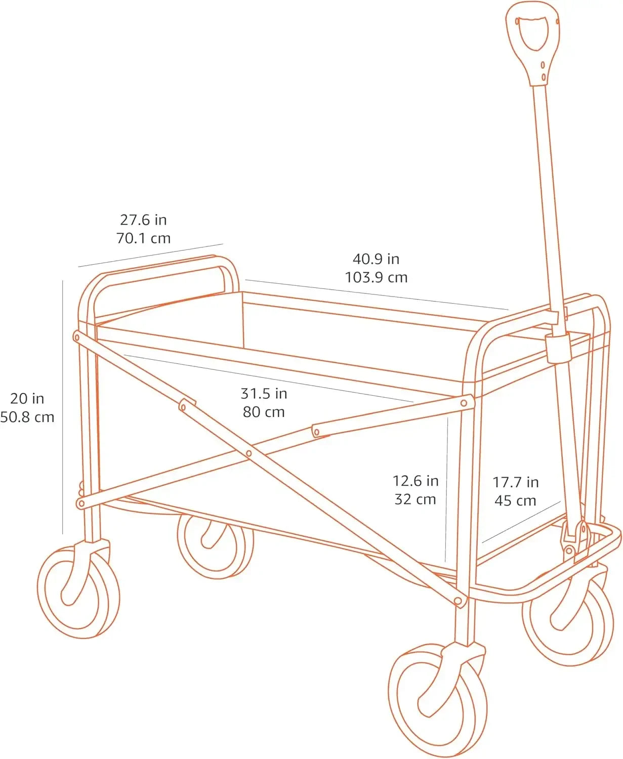 Collapsible Folding Heavy Duty Utility Wagon for Outdoor Sports, 265 pounds Weight Capacity