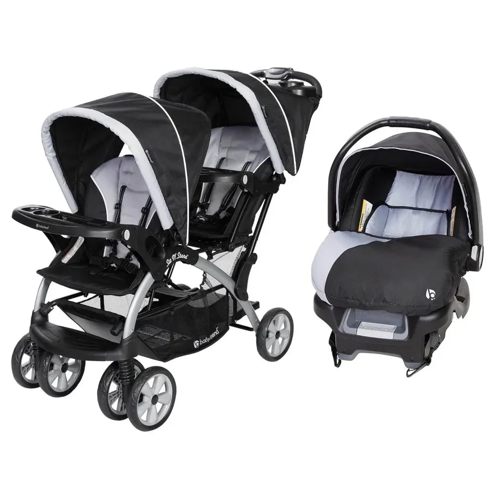 Infant and Toddler Double Stroller & Car Seat Combo, 2 Pc Set