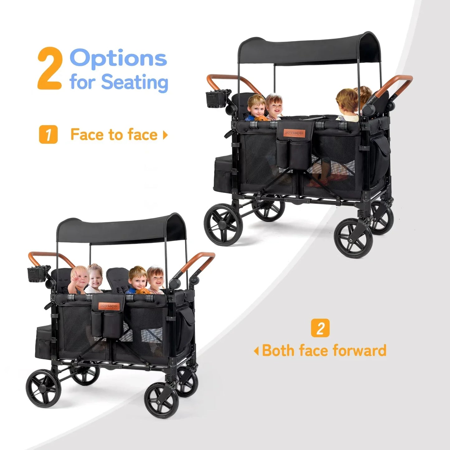 Outdoor Folding Wagon Stroller, 4 Seater with Full Canopy.