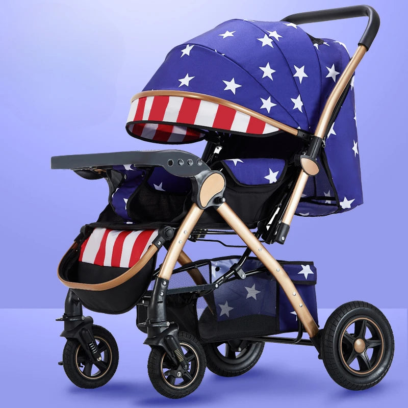 Four-wheel Strollers, Foldable and Washable, Multifunctional Stroller