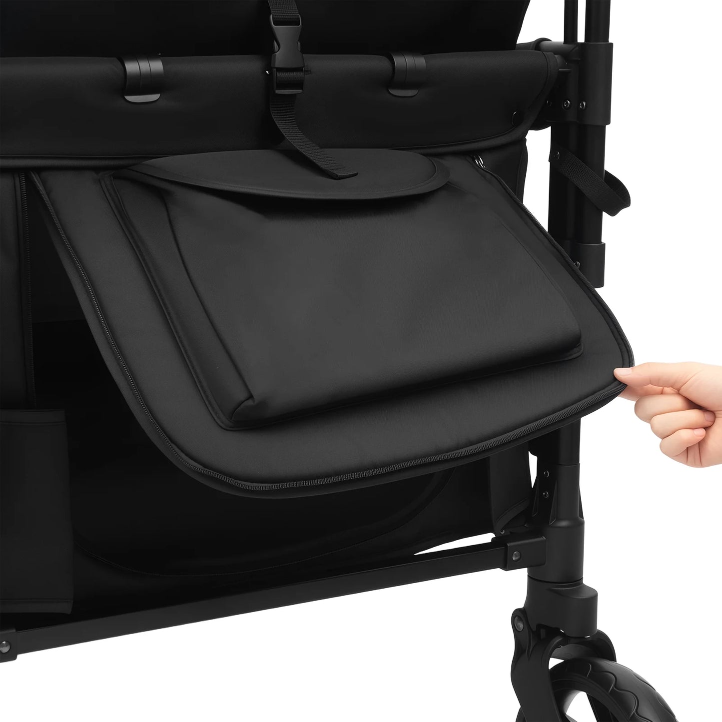 4 Seater Baby Wagon Stroller with Lockable Wheels, Extra Long Foldable Push chair with Adjustable Handle