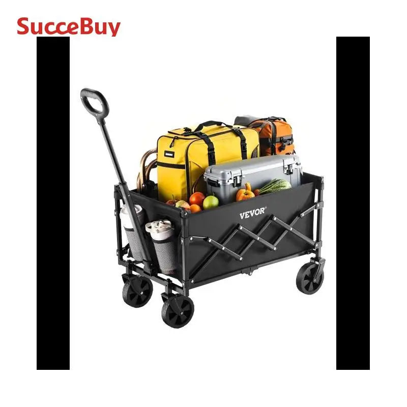 VEVOR Collapsible Wagon Cart, 120L & 225LBS Folding with All-Terrain Wheels with Adjustable Handle