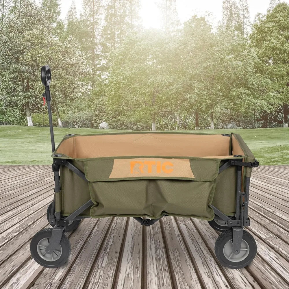 Ultra-Tough Foldable Utility Cart, Portable Collapsible Wagon with All-Terrain Wheels