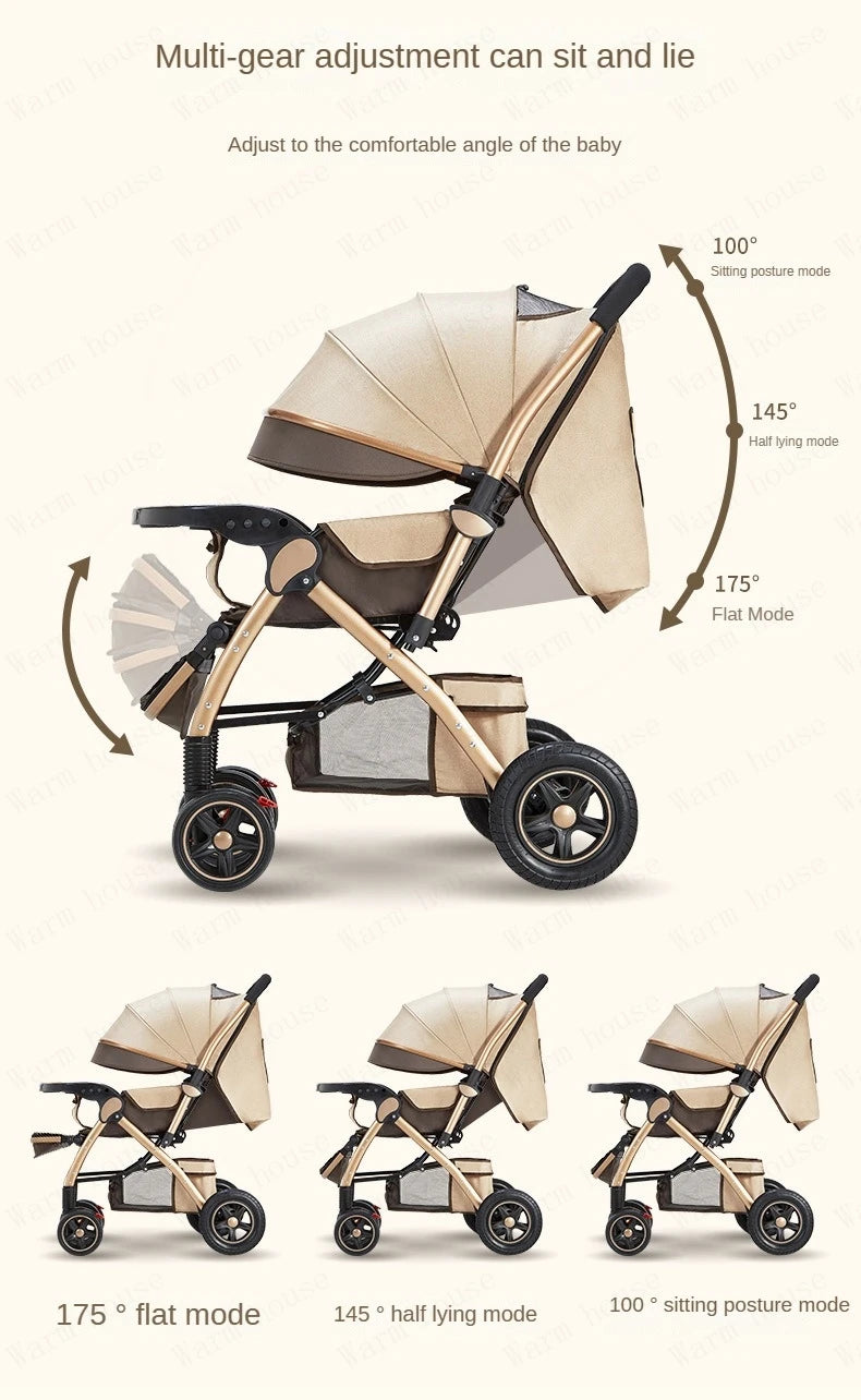 Four-wheel Strollers, Foldable and Washable, Multifunctional Stroller