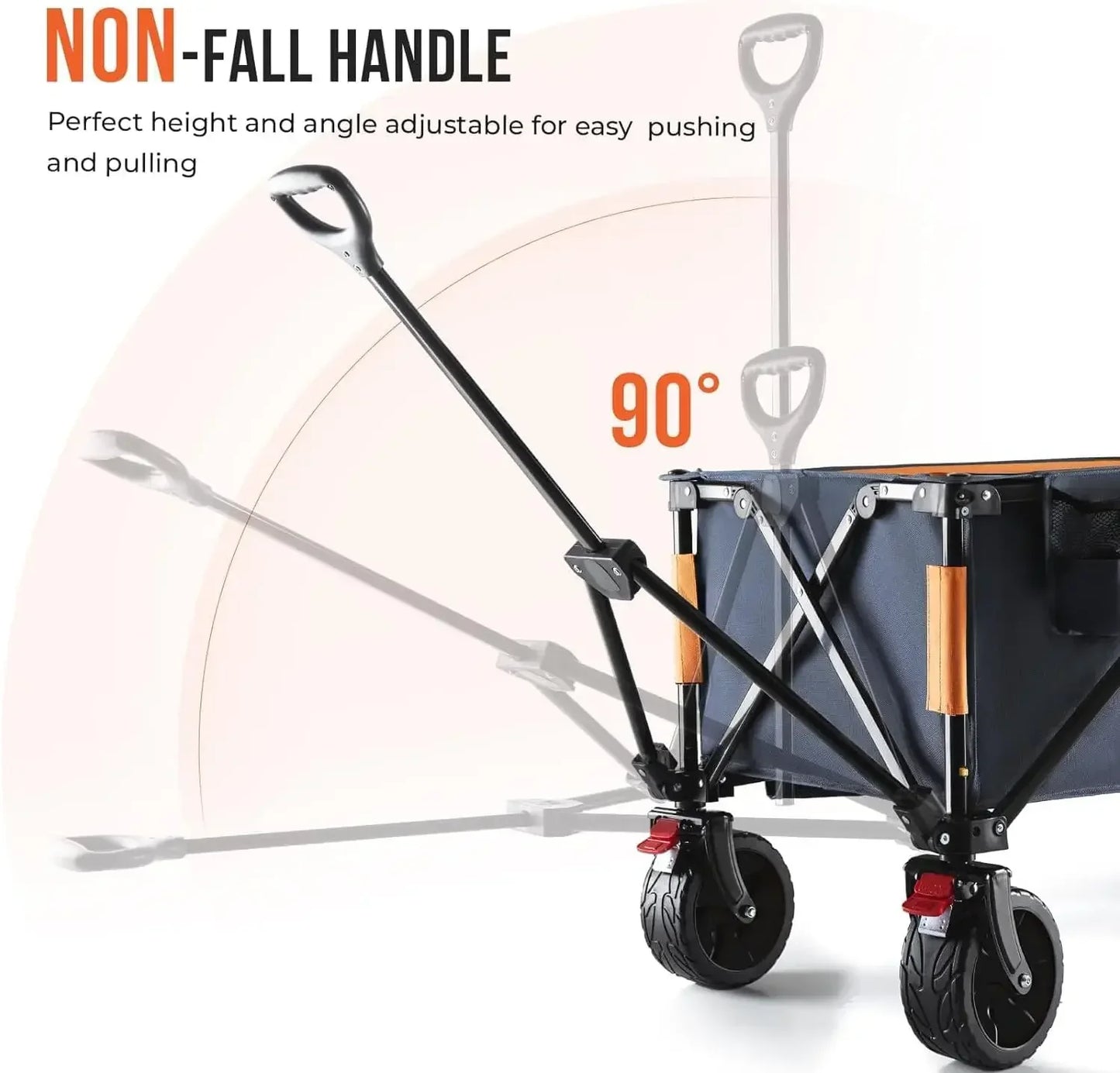 Collapsible Wagon Cart - All-Terrain 3.2in Wide Wheels - Foldable 150L Large Capacity with Side Pockets