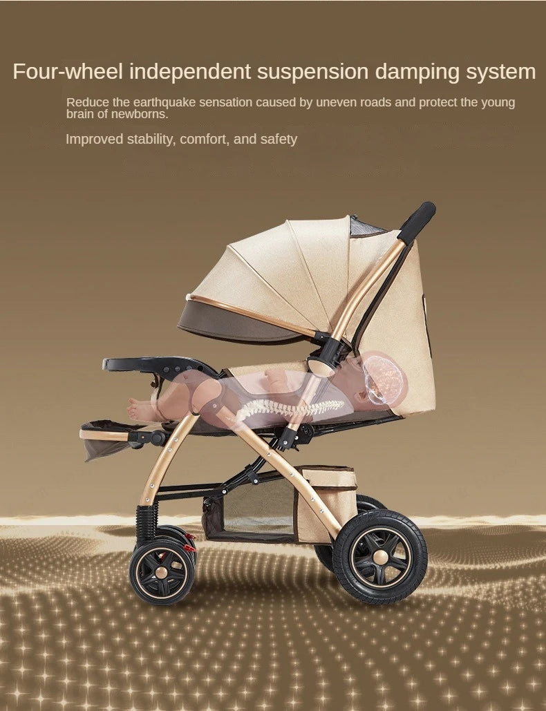 Four-wheel Strollers, Foldable and Washable, Multifunctional Stroller