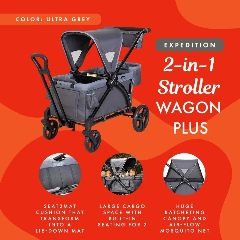 NEW Expedition 2-in-1 Stroller Wagon PLUS, Ultra Grey