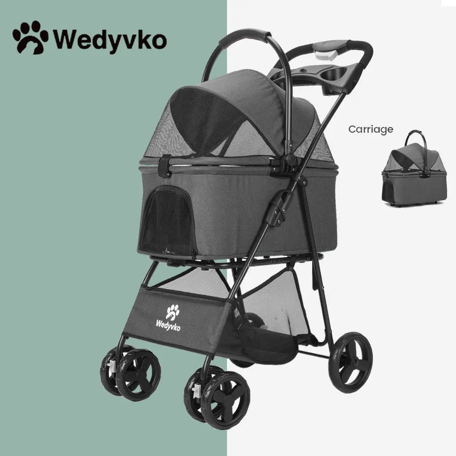 Luxury Detachable Pet Stroller – Easy Assembly & Setup