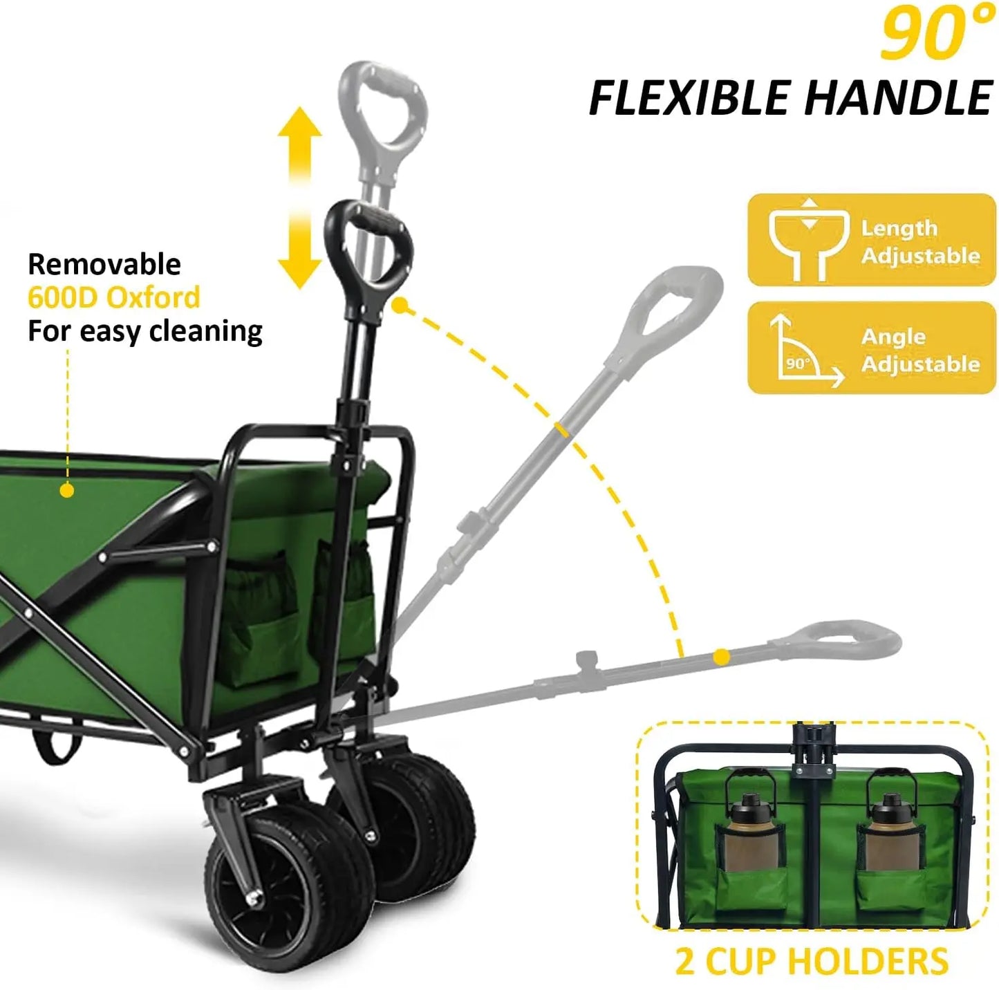 Foldable Wagon Cart, 300lbs with All Terrain Wheels