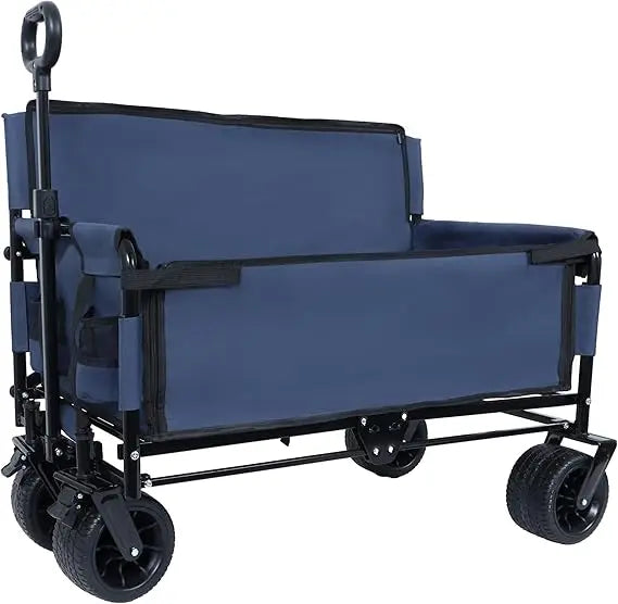 3-in-1 Heavy-Duty, Convertible, Folding Wagon Cart with Bench Seat & Storage – 500lb Capacity, 180L All-Terrain Wagon for Camping,