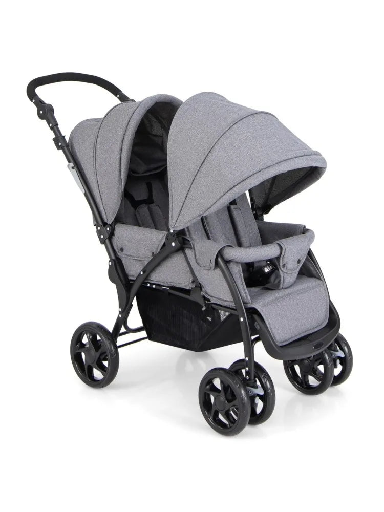 Double Stroller, Foldable Lightweight Infant Twin with Tandem Seating, 5-Point Harness, Recline Seat, Storage