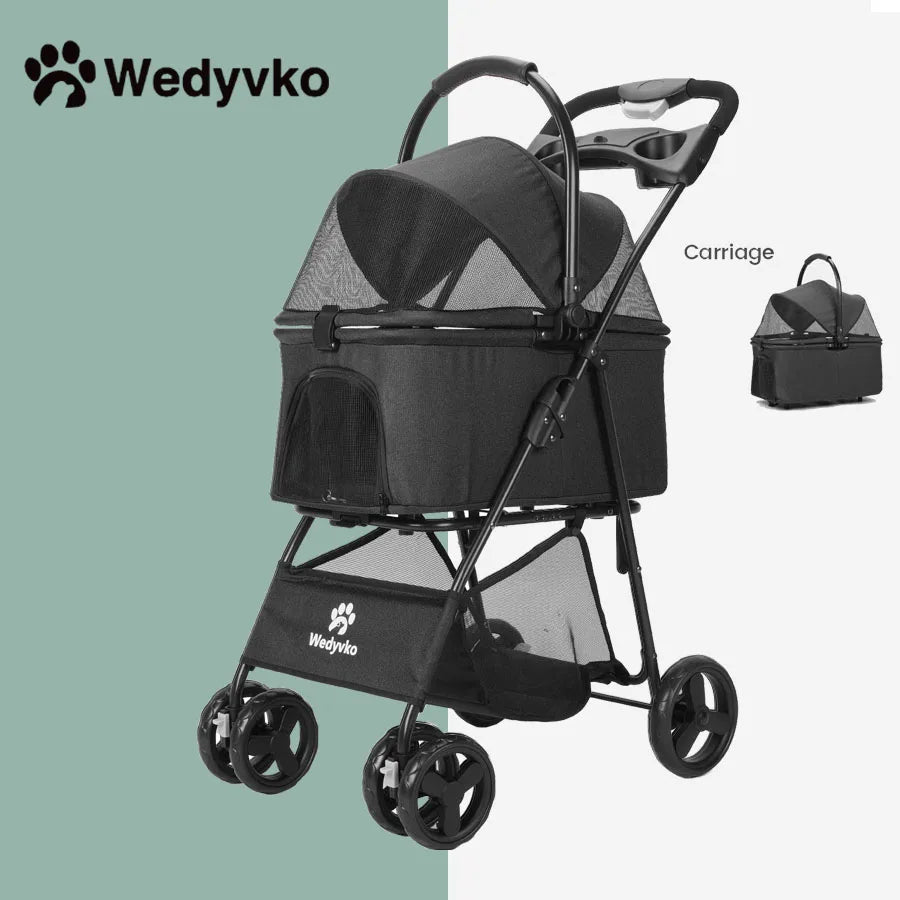 Luxury Detachable Pet Stroller – Easy Assembly & Setup