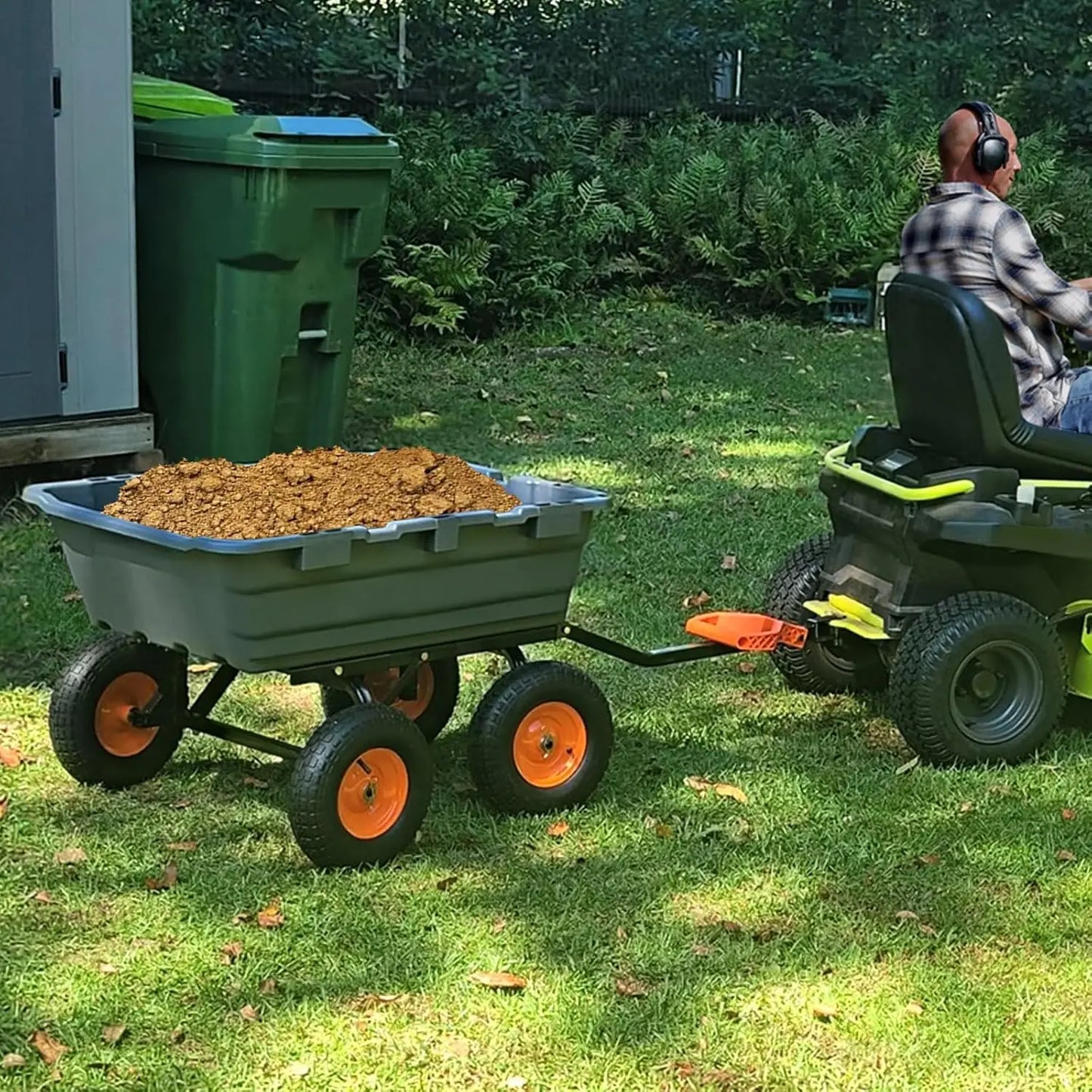 Garden Dump Cart, Versatile Steel Frame, Utility Dump Wagon