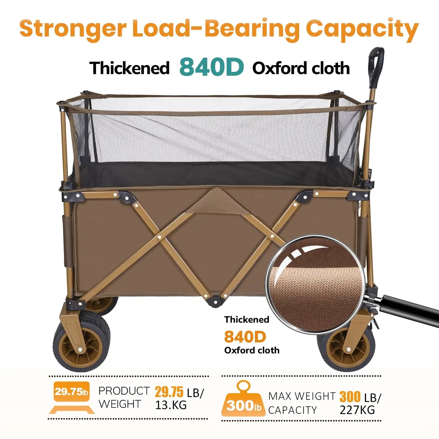 Collapsible Camping Beach Wagon, 350L Garden Cart