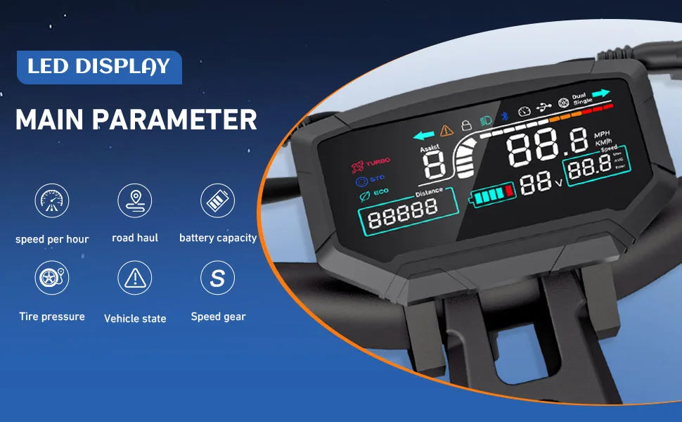 6000W Fast Folding Electric Scooter for Adult, Dual Motor 50mph,60V 30Ah, 11'' Off Road Tires, 55miles Range