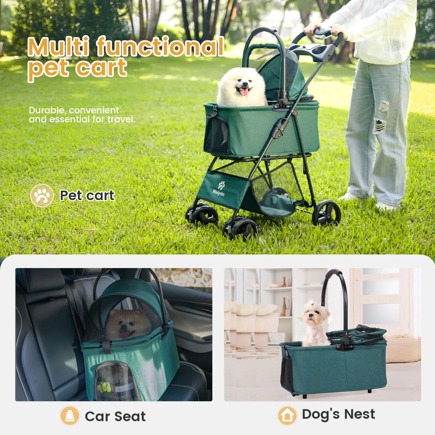 Luxury Detachable Pet Stroller – Easy Assembly & Setup