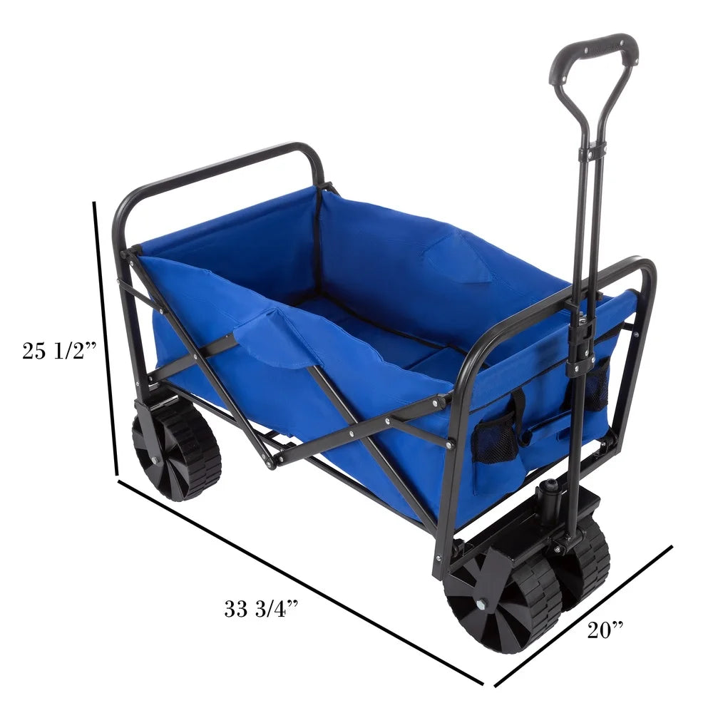 Adjustable Handle, Collapsible Portable wagon, Wide Wheels All-Terrain Utility Wagon