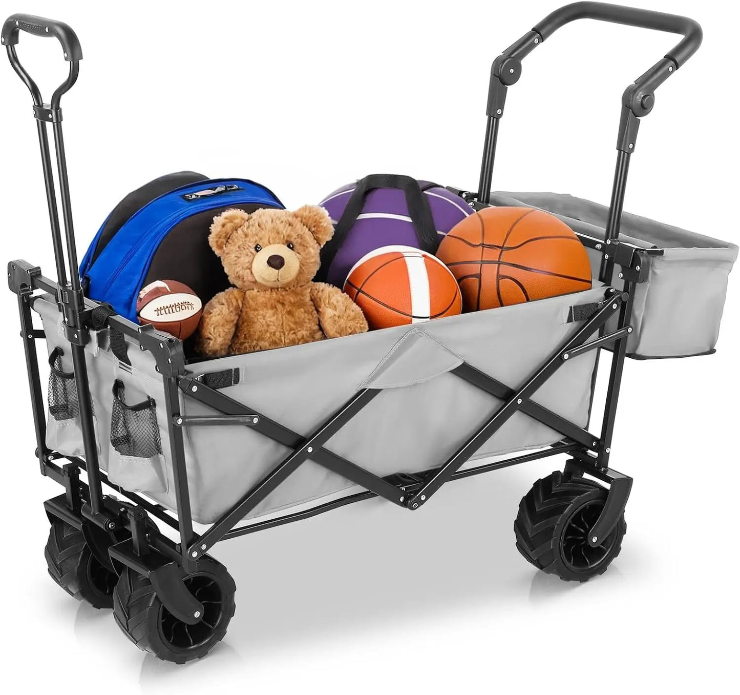 262L Collapsible Wagon cart with Removable Canopy, 115kg Capacity Push & Pull Utility Cart 600D Oxfort, Off-road wheel