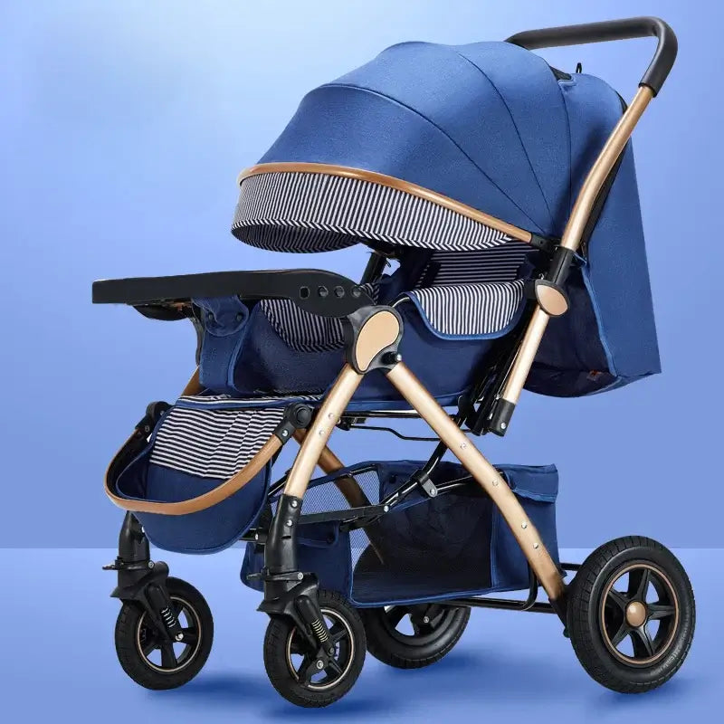 Warm House Baby Strollers, Foldable and Washable, Multifunctional Stroller - blue
