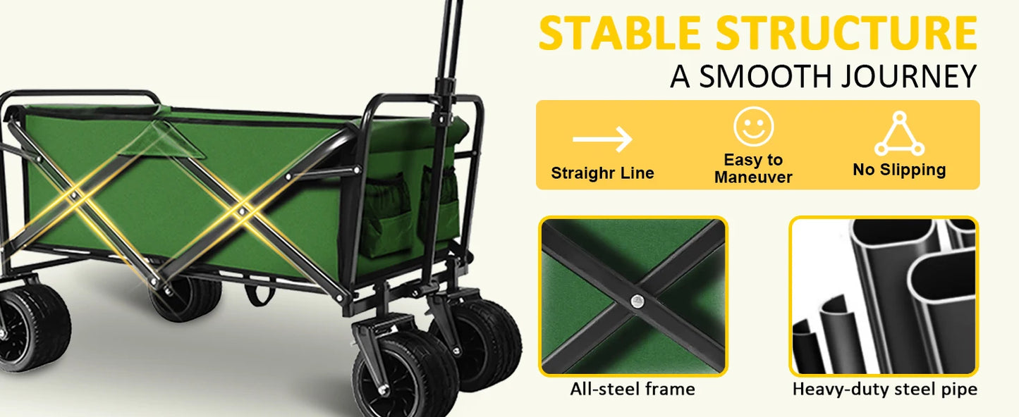 Foldable Wagon Cart, 300lbs with All Terrain Wheels