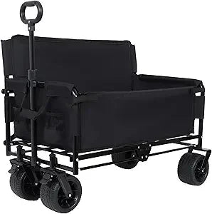 3-in-1 Heavy-Duty, Convertible, Folding Wagon Cart with Bench Seat & Storage – 500lb Capacity, 180L All-Terrain Wagon for Camping,