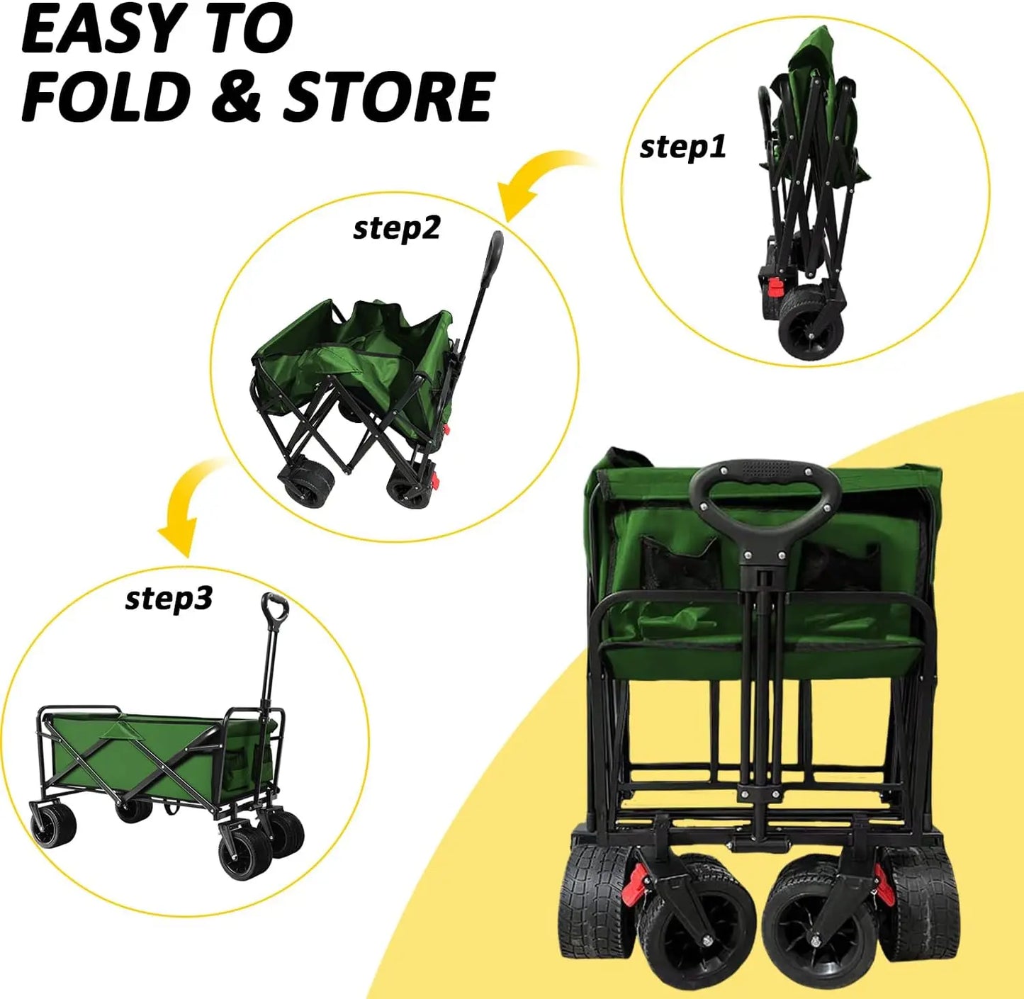 Foldable Wagon Cart, 300lbs with All Terrain Wheels