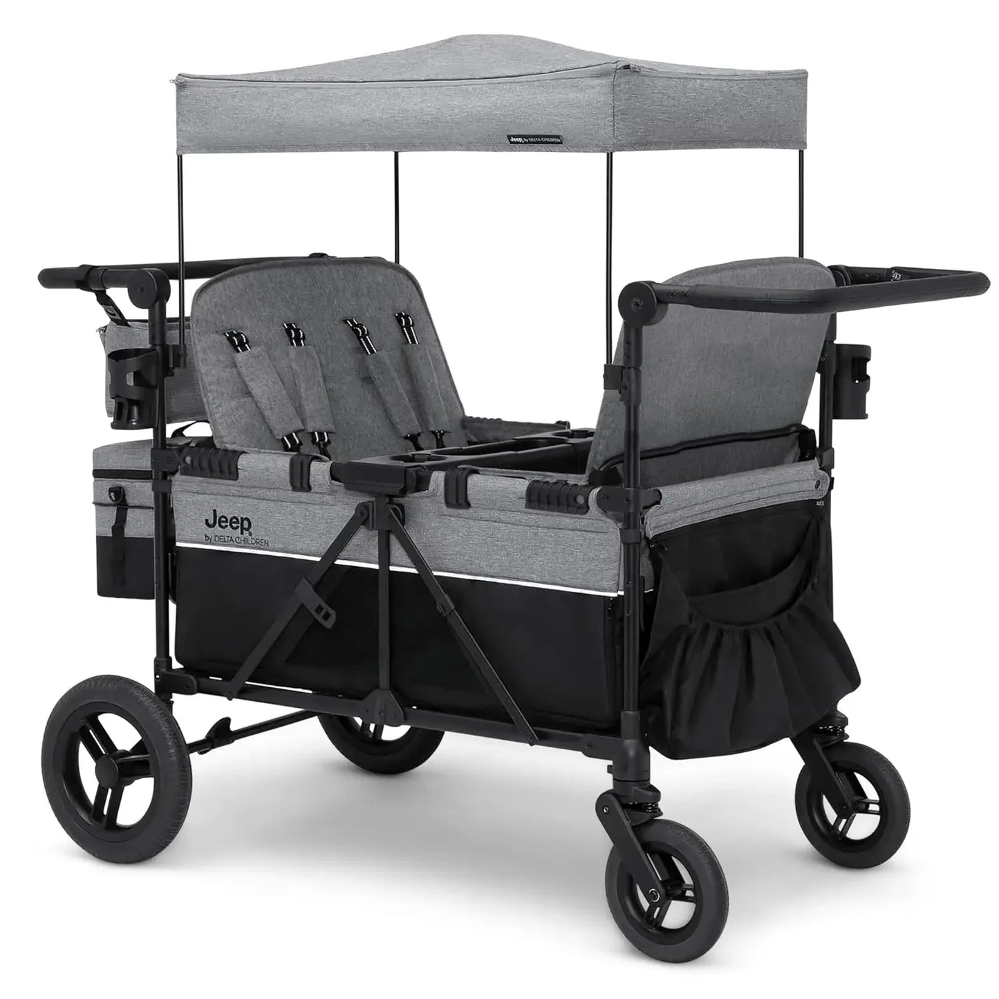 4 Seater Wrangler Deluxe Stroller Wagon - Premium Quad Stroller Wagon for 4 Kids with Convertible Seats