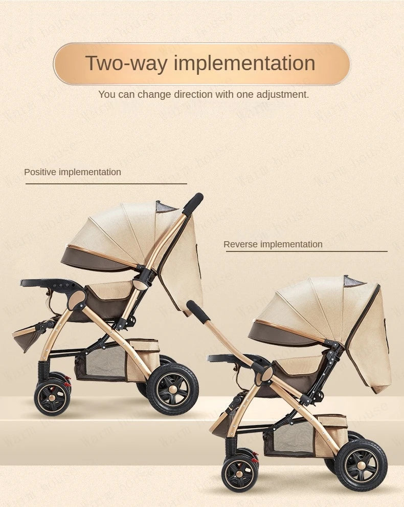 Four-wheel Strollers, Foldable and Washable, Multifunctional Stroller