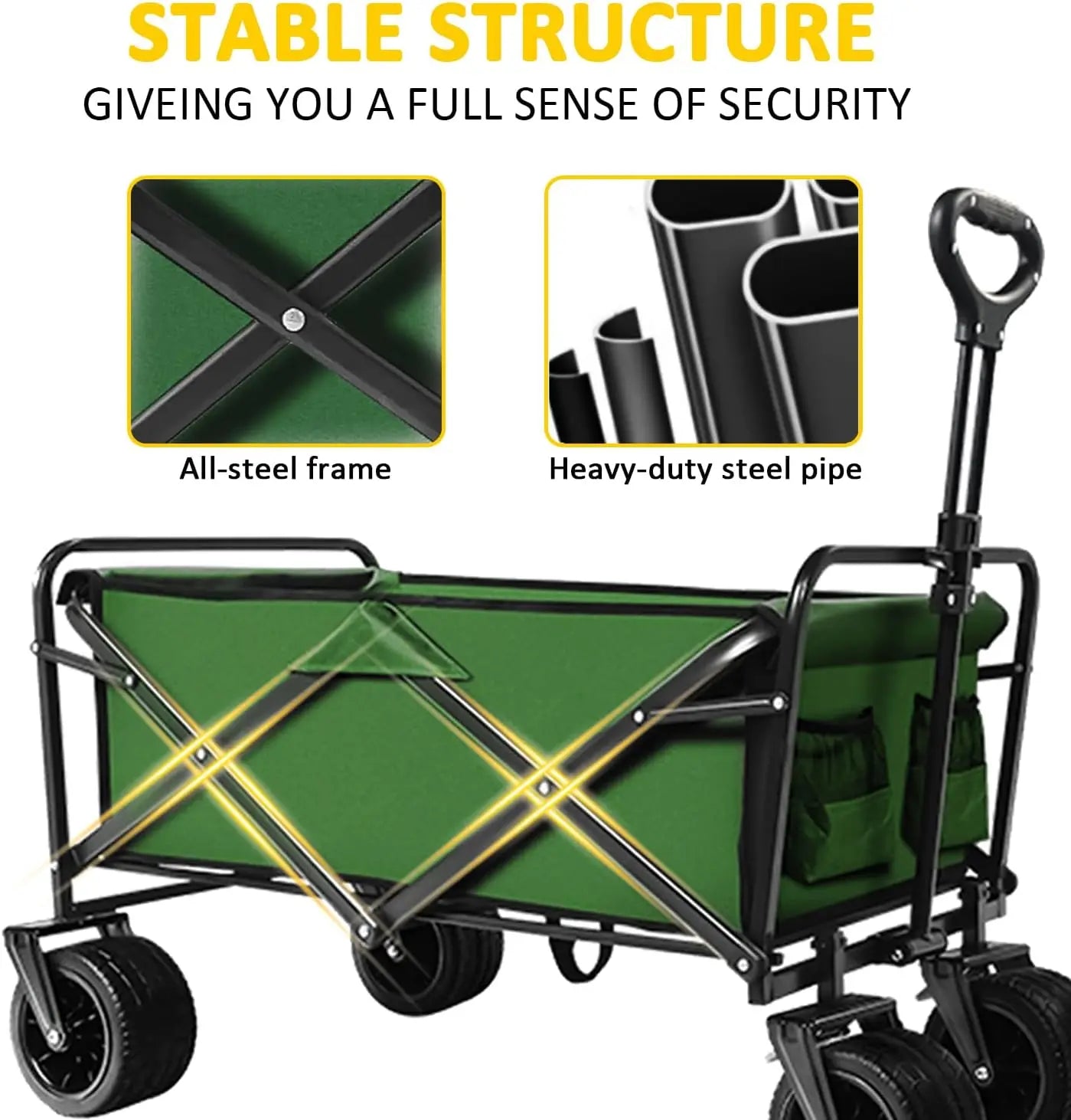 Foldable Wagon Cart, 300lbs with All Terrain Wheels