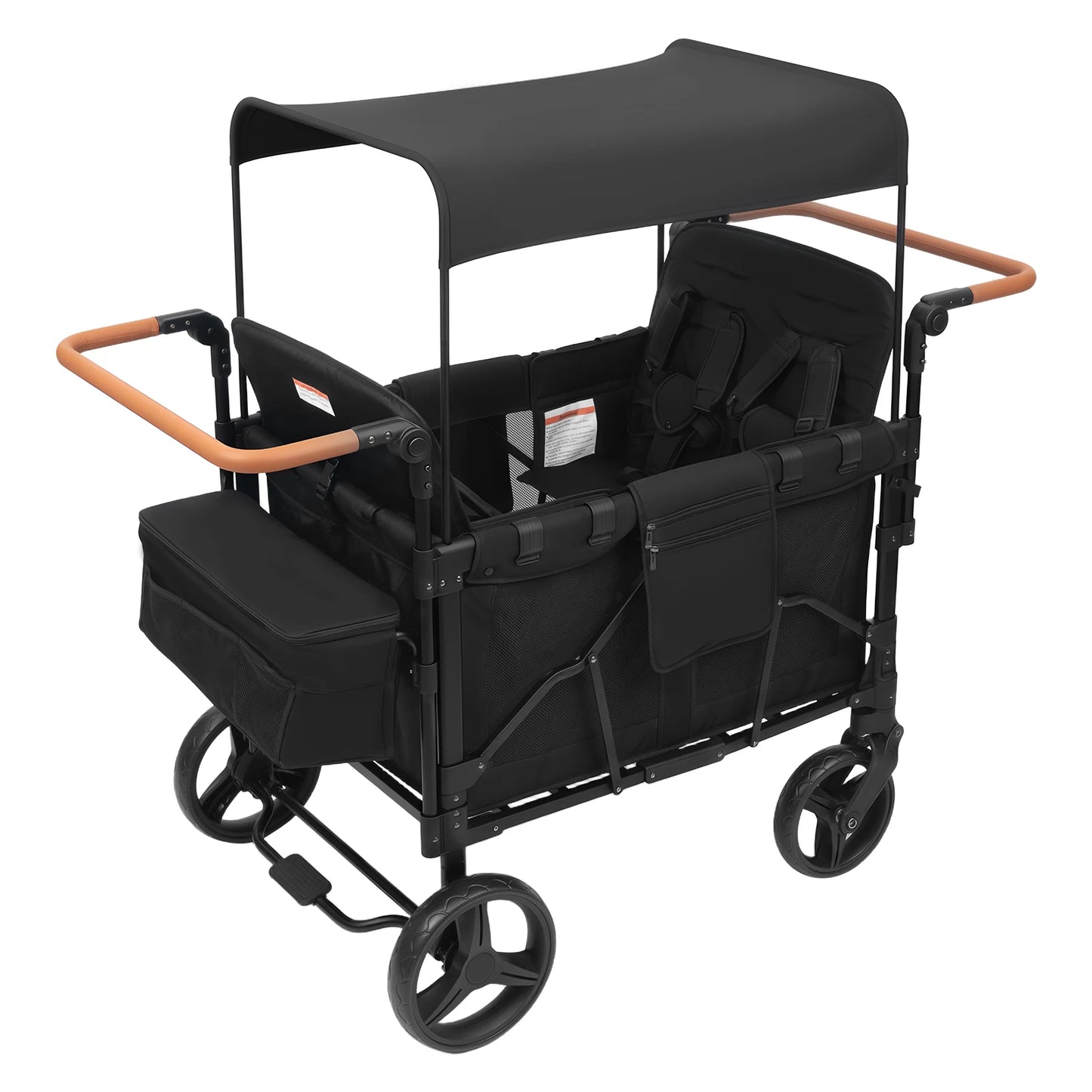 4 Seater Baby Wagon Stroller with Lockable Wheels, Extra Long Foldable Push chair with Adjustable Handle