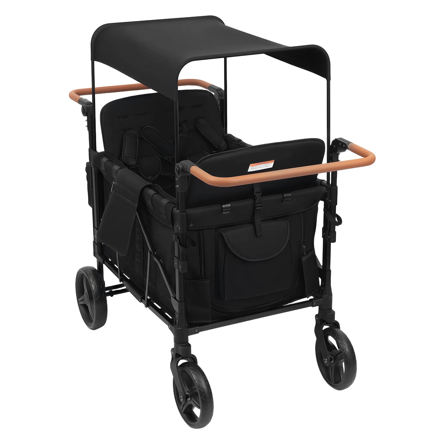 4 Seater Baby Wagon Stroller with Lockable Wheels, Extra Long Foldable Push chair with Adjustable Handle