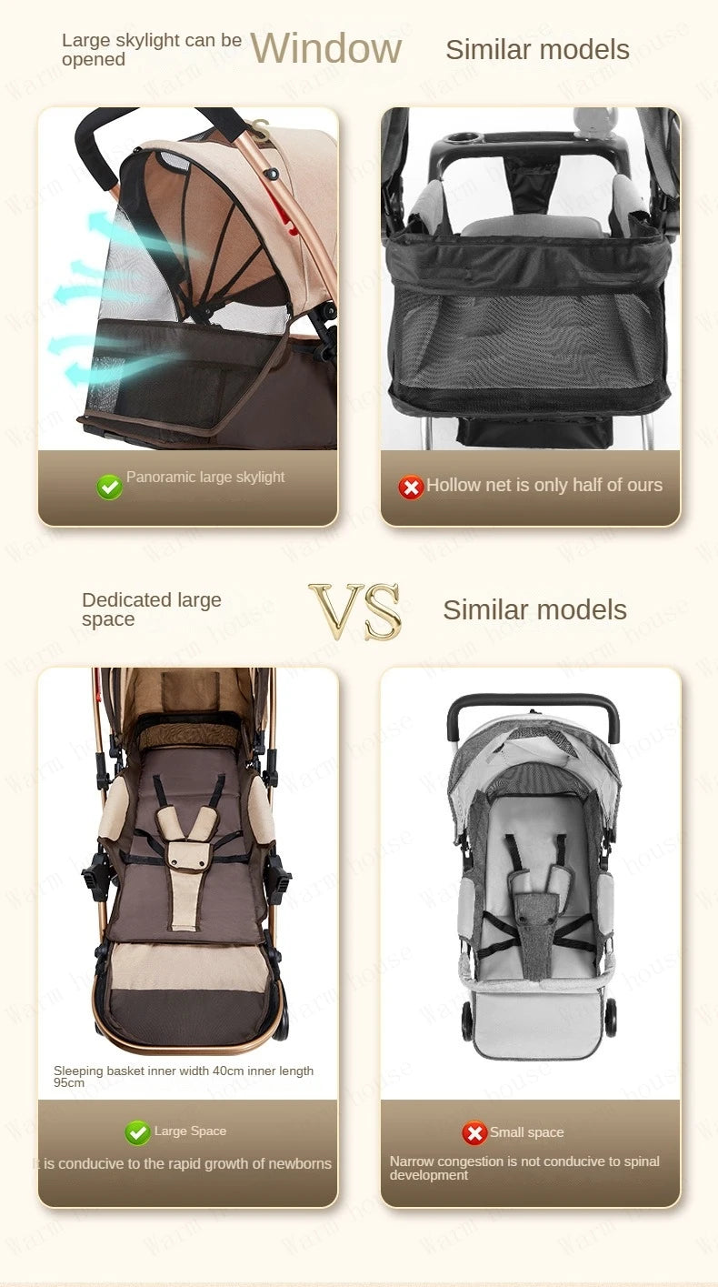Four-wheel Strollers, Foldable and Washable, Multifunctional Stroller
