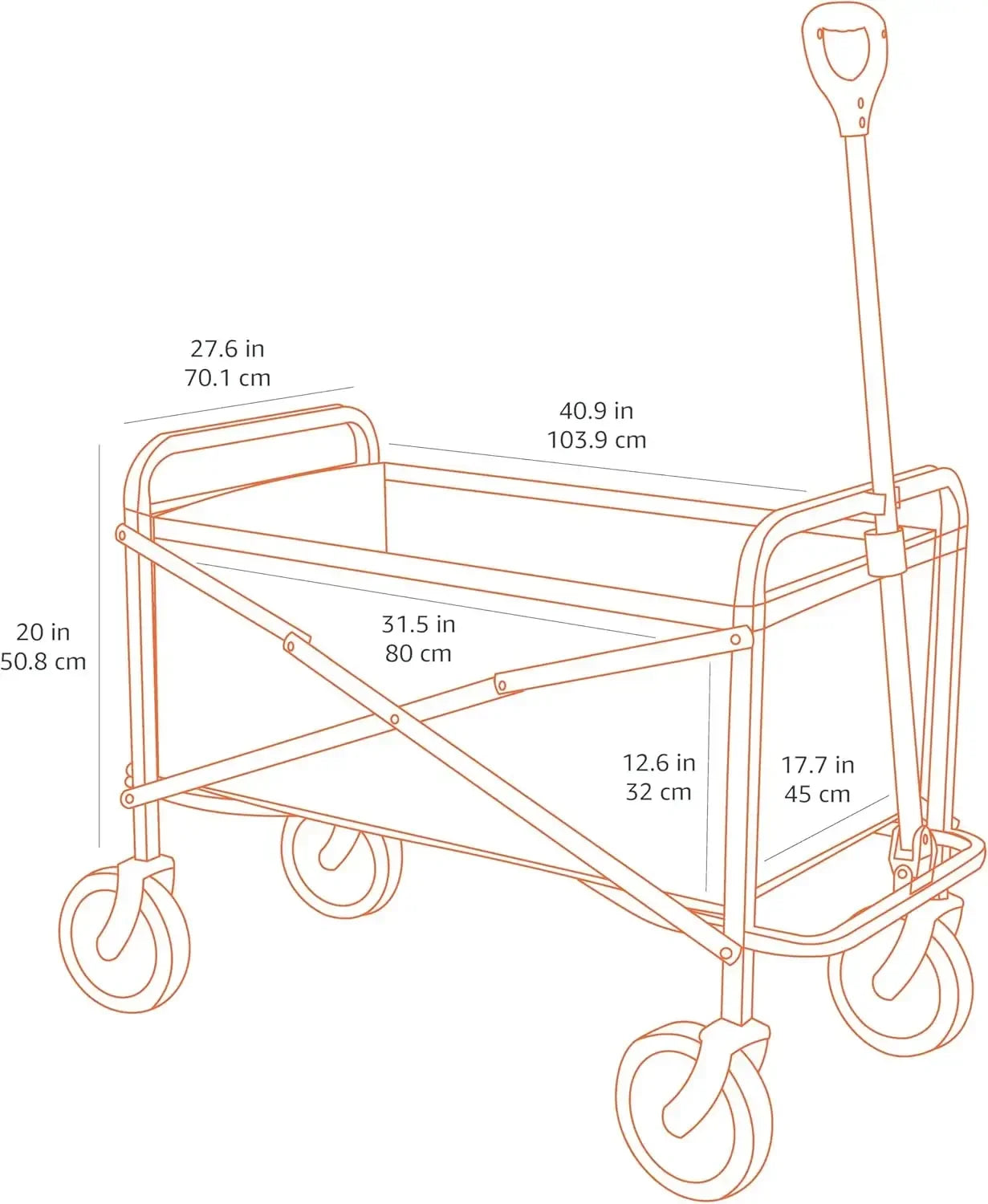 Collapsible Folding Heavy Duty Utility Wagon for Outdoor Sports, 265 pounds Weight Capacity