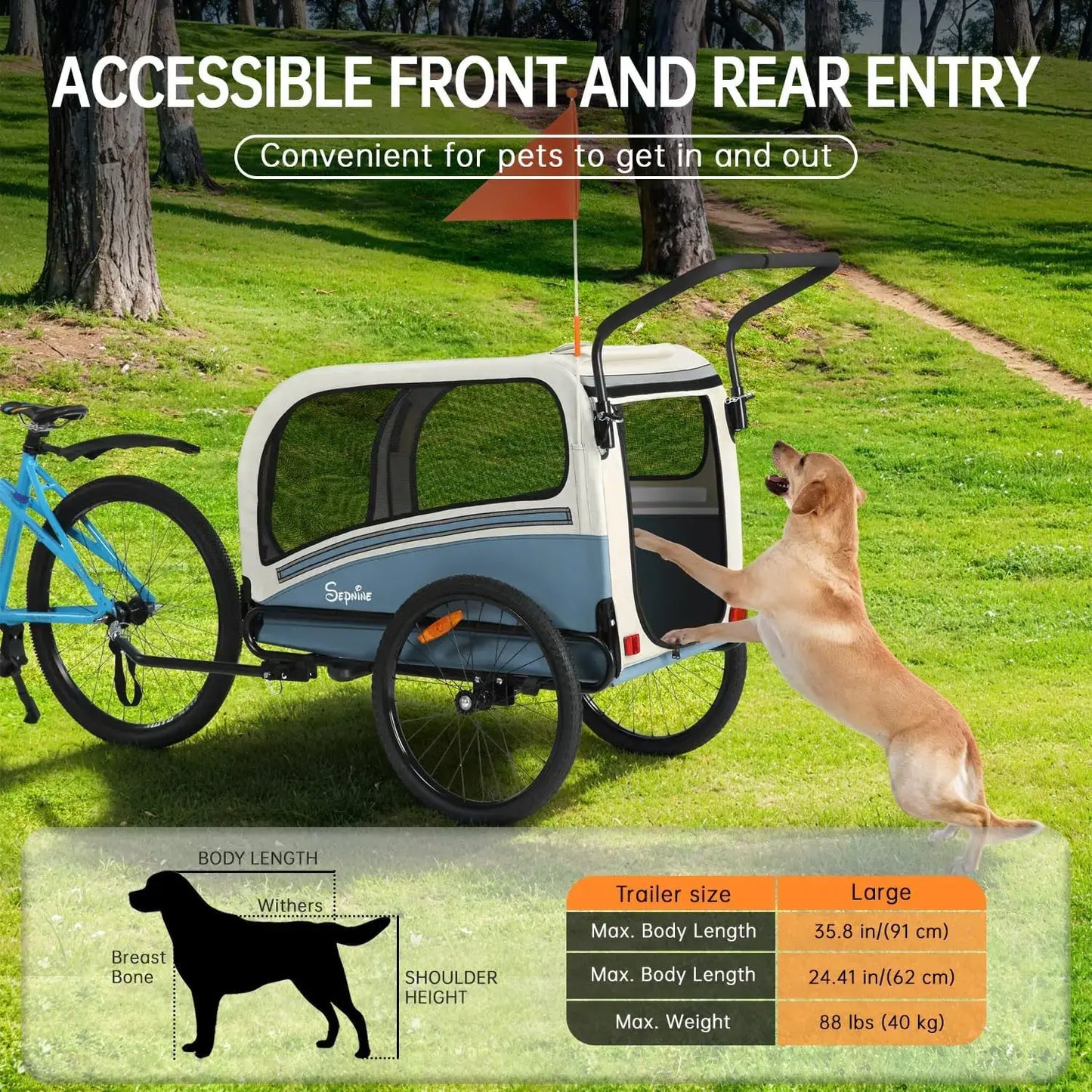 Dog Bike Trailer, 2-in-1 Pet Stroller Cart