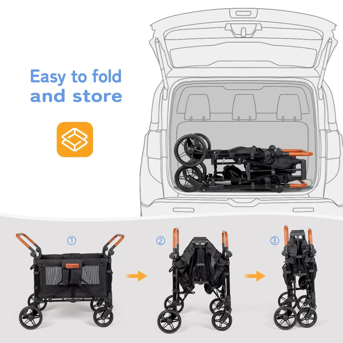 Outdoor Folding Wagon Stroller, 4 Seater with Full Canopy.