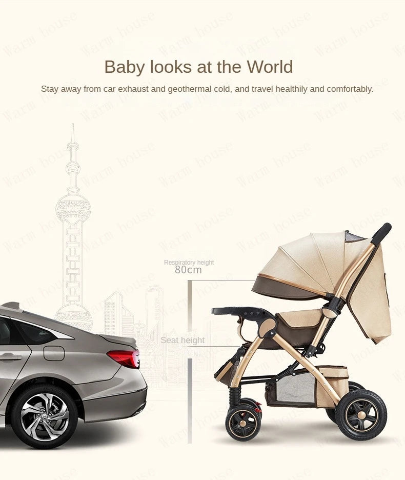 Four-wheel Strollers, Foldable and Washable, Multifunctional Stroller