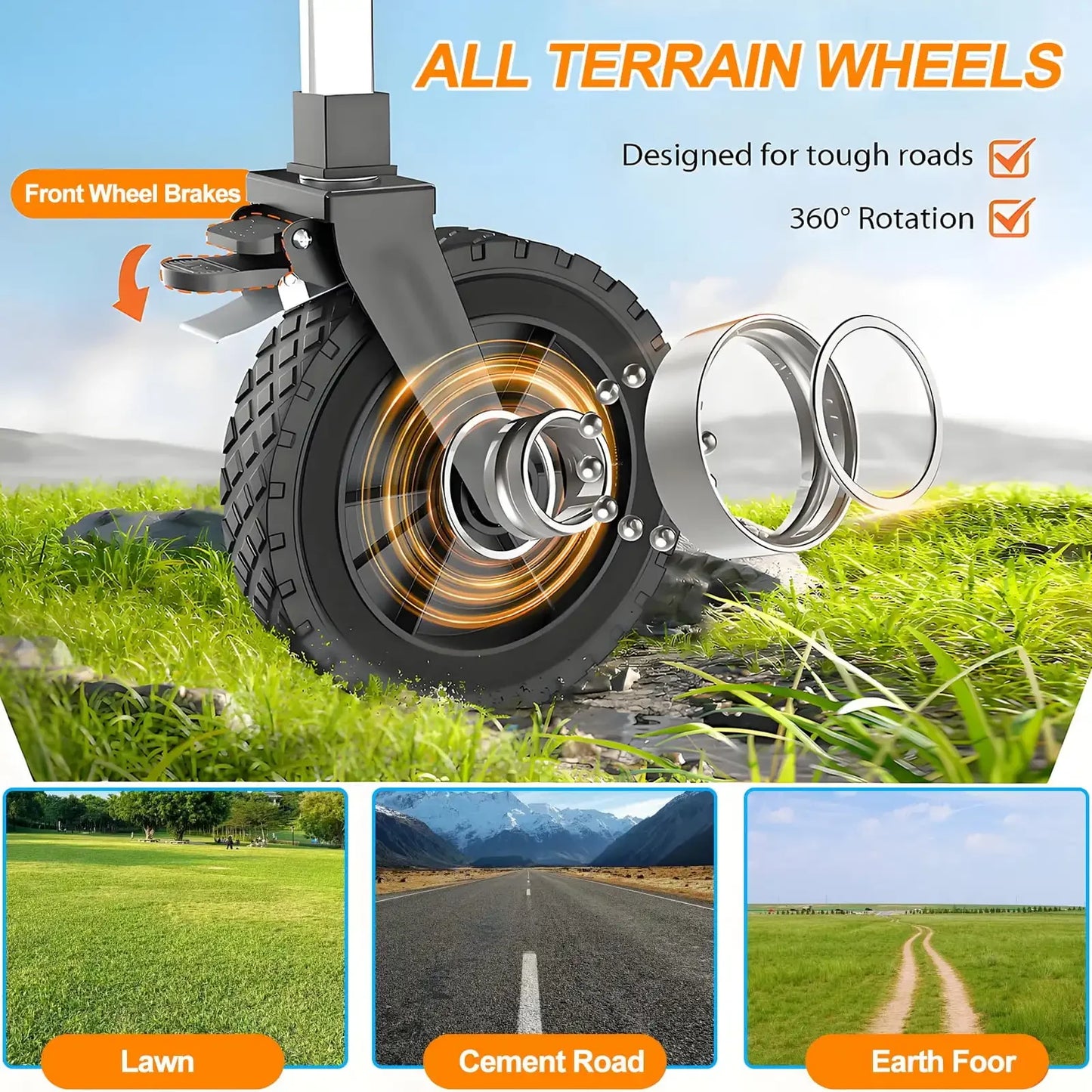 Folding Wagon, Large Capacity Heavy Duty Foldable Wagon Cart, Portable Utility Cart, All-Terrain Wheels