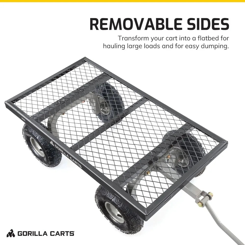 800 Pound Capacity, Heavy Duty Durable Steel Mesh, Convertible Flatbed Garden, Outdoor Hauling Utility Wagon Cart, Black (2 Pack)