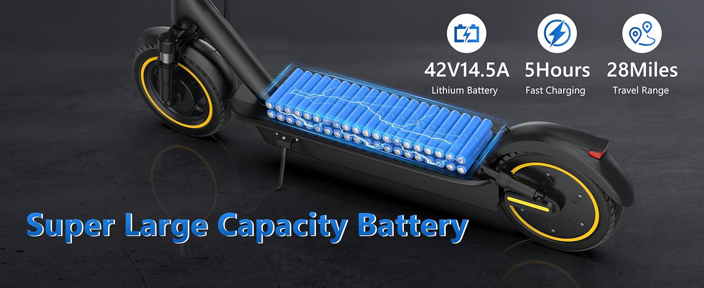 Adult Folding Electric Scooter, 22MPH Max Speed, 500W 14.5AH, 28 Miles Long Range, Dual Shock Absorber