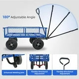 Heavy Duty Steel Wagon Cart, A Large-Capacity with a Load of 1100LBS, Detachable Sides - adjustable handle