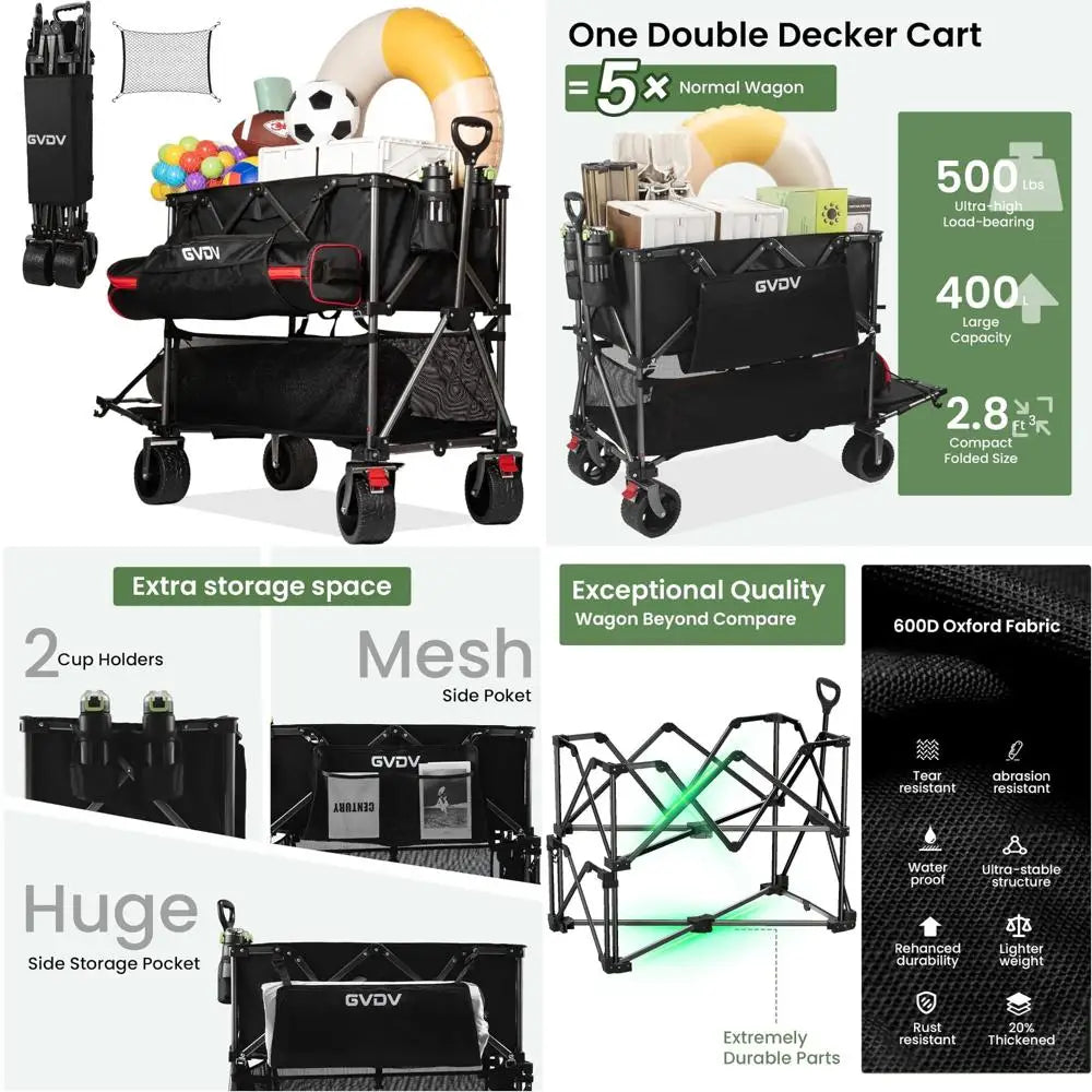 All-Terrain Double Decker Wagon with 500-Pound Capacity