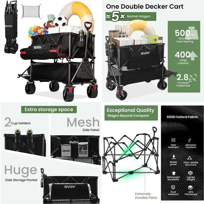 All-Terrain Double Decker Wagon with 500-Pound Capacity