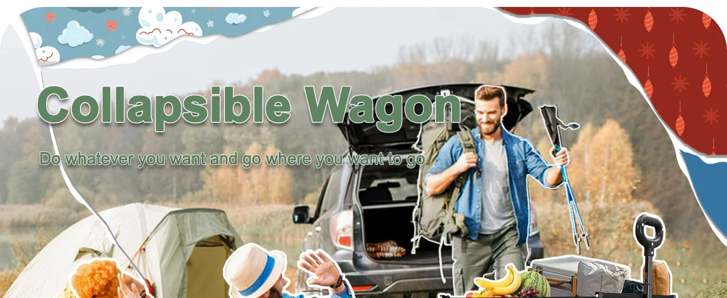 Collapsible Wagon Cart with 350lbs Weight Capacity
