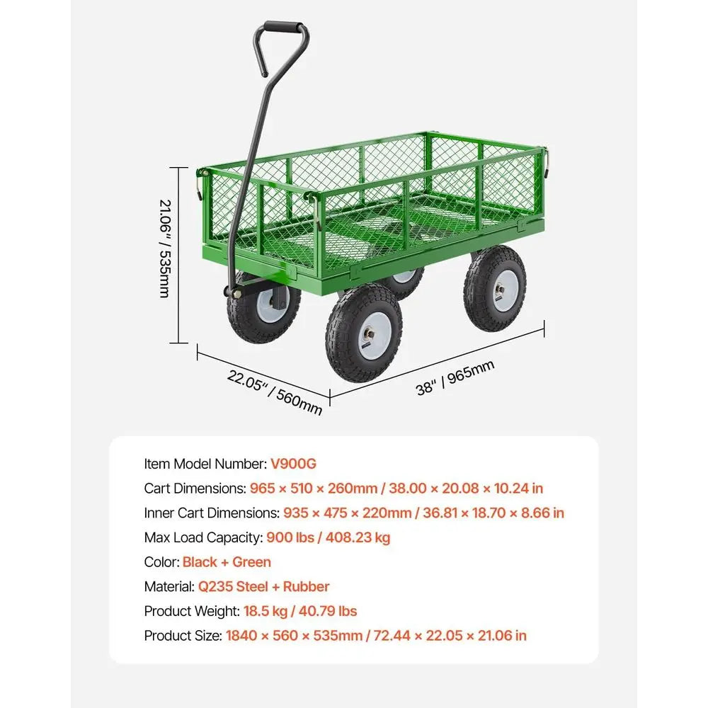 900 Lbs Capacity Heavy Duty Steel Garden Cart