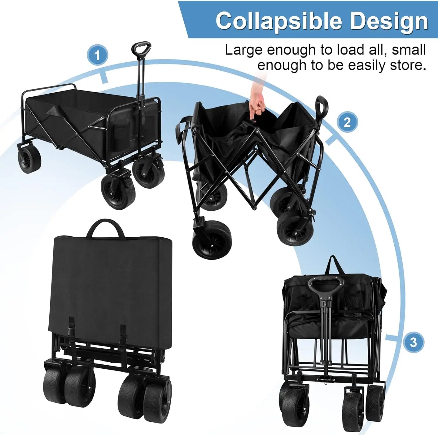 Black Collapsible Folding Wagon