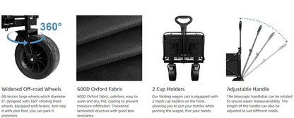 Black Collapsible Folding Wagon