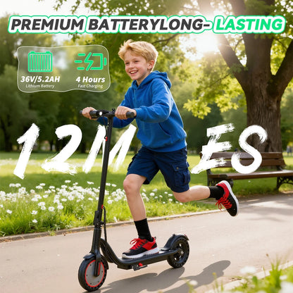 LP30 Foldable Electric Scooter for Kids 10+, 19mph Max Speed, 12miles Max Range